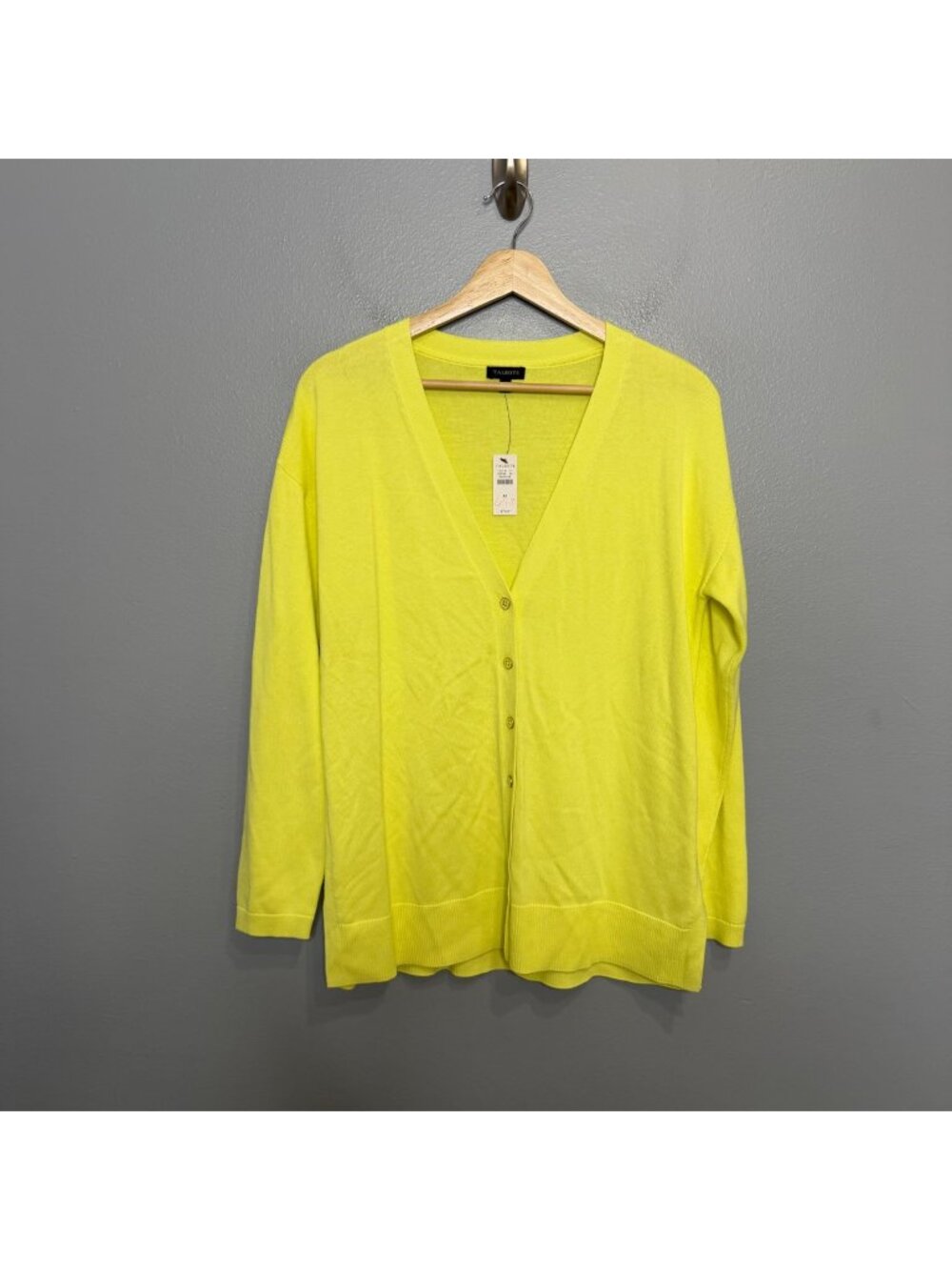 TALBOTS bright yellow cardigan sweater size M
